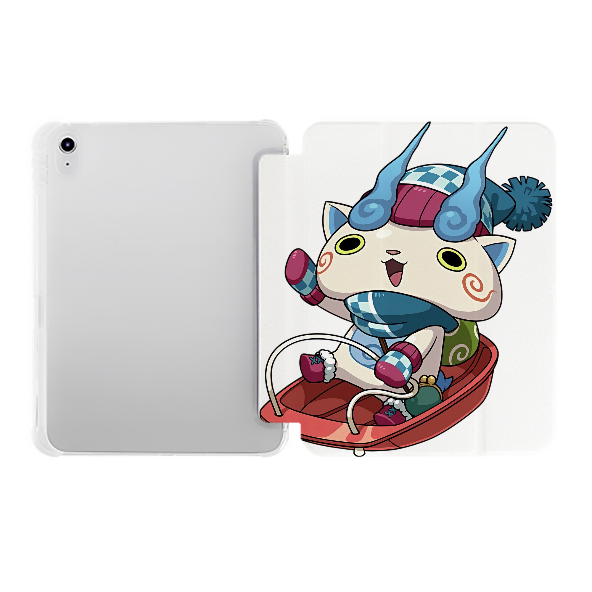 （画像用） 妖怪ウォッチ Yo-kai Watch IPad ケース ペン収納付き 三つ折りスタンド PUレザー×シリコン 対応機種9.5/10.5/10.9インチ